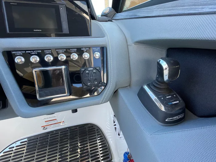  Yacht Photos Pics Cobalt 30SC Outboard 2021 dashboard with control panel and joystick.