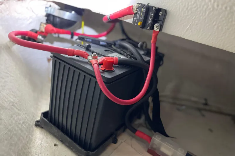 Mokikem Yacht Photos Pics Dedicated bow thruster battery under master stateroom berth.