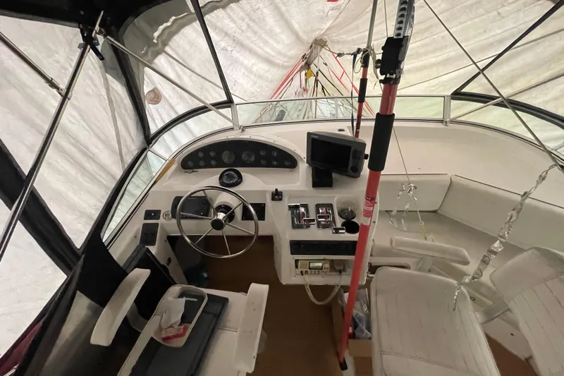 Mokikem Yacht Photos Pics Command bridge under full winter cover.