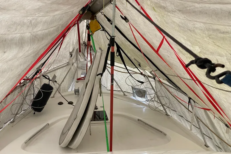 Mokikem Yacht Photos Pics Bow deck with cushions.