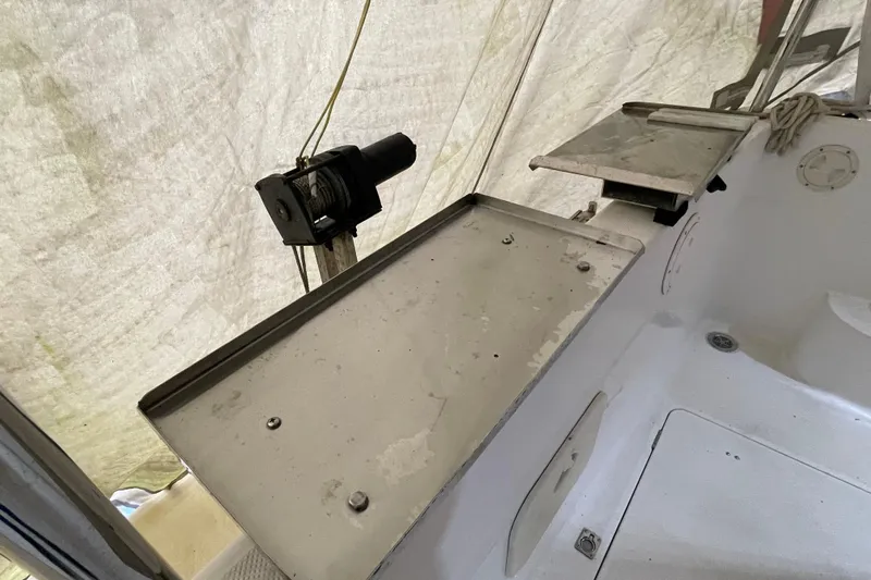 Mokikem Yacht Photos Pics Twin stainless steel trays that can hold a Weber BBQ or a fish cleaning station.