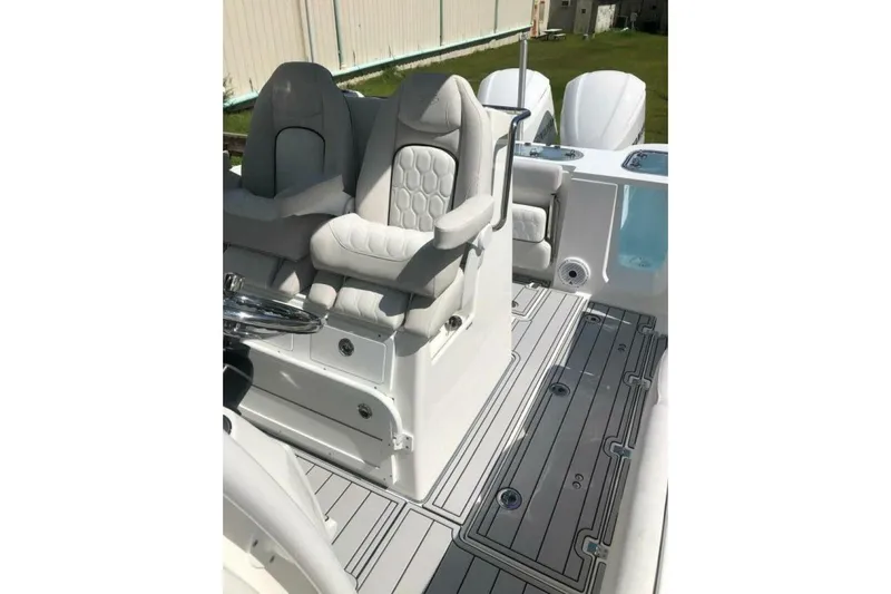  Yacht Photos Pics 2021 Sea Fox 288 Commander boat interior with plush seating and modern design.