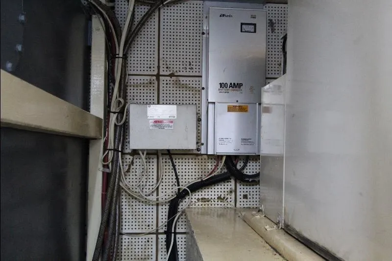  Yacht Photos Pics Electrical panel and wiring inside a 1989 Grand Banks Classic boat.