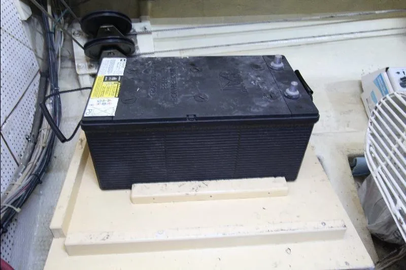  Yacht Photos Pics Battery in engine room of 1989 Grand Banks Classic boat.