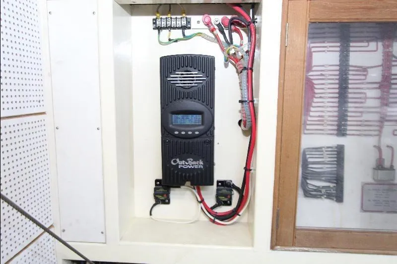  Yacht Photos Pics Electrical panel with OutBack Power system on 1989 Grand Banks Classic boat.