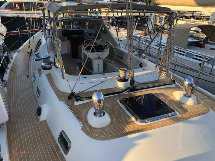 Pneumatic Yacht Photos Pics Luxurious 2020 Outbound 56 yacht deck with sleek design and modern amenities.