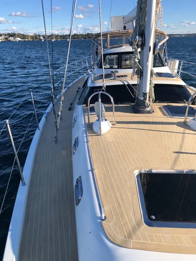 Pneumatic Yacht Photos Pics Outbound 56 sailboat from 2020 on open water, showcasing deck and mast.