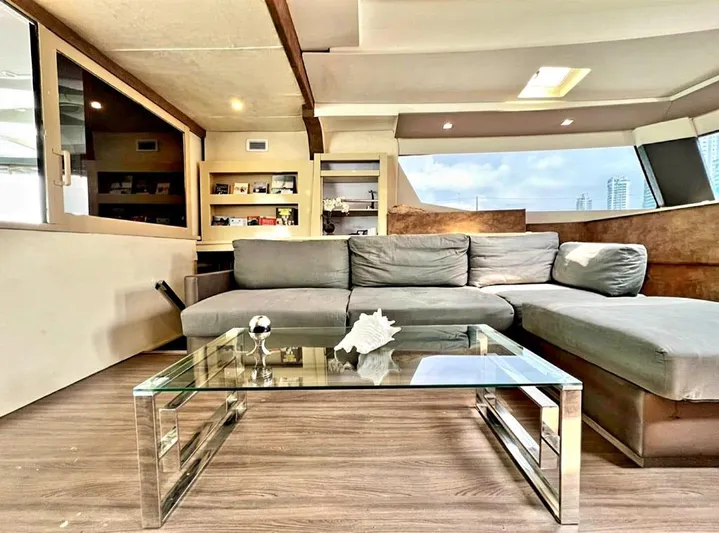 Octopus Yacht Photos Pics Luxurious interior of 2017 Fountaine Pajot Ipanema 58 Power Catamaran with modern furnishings.