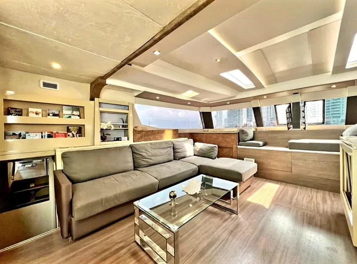 Octopus Yacht Photos Pics Luxurious interior of 2017 Fountaine Pajot Ipanema 58 Power Catamaran with modern furnishings.