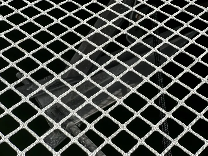 Octopus Yacht Photos Pics Close-up of the netting on a 2017 Fountaine Pajot Ipanema 58 Power Catamaran.