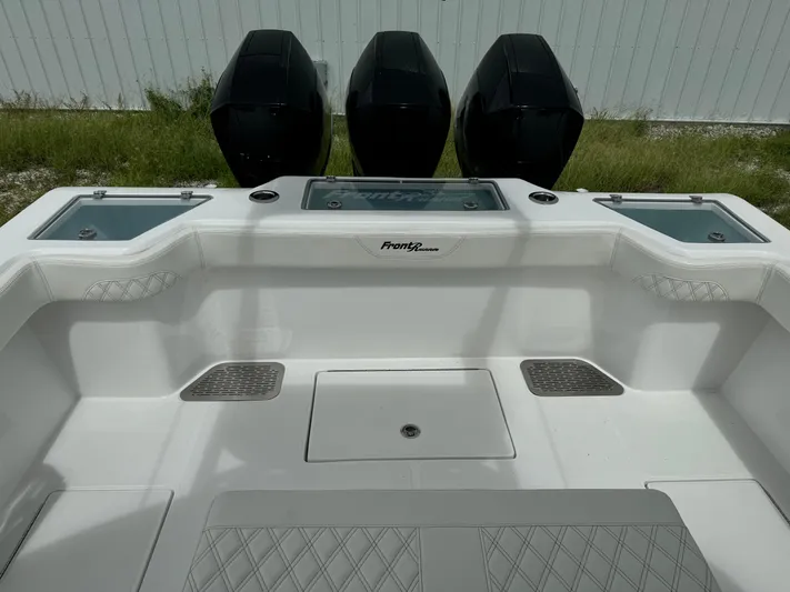  Yacht Photos Pics 2023 Front Runner 36 Center Console boat with triple outboard engines.
