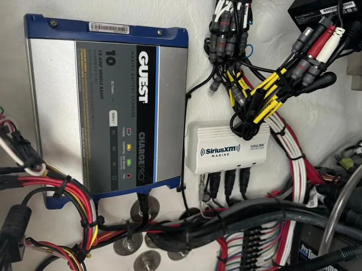  Yacht Photos Pics Marine electronics wiring in a 2023 Front Runner 36 Center Console boat.