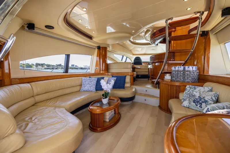 Freedom Yacht Photos Pics Luxurious interior of 2005 Azimut 68 yacht with elegant seating and modern design.