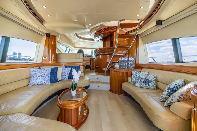 Freedom Yacht Photos Pics Luxurious interior of a 2005 Azimut 68 yacht with elegant seating and decor.