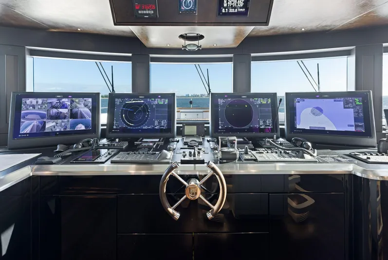 Moonraker Yacht Photos Pics Bilgin 156 yacht helm with advanced navigation screens and controls, 2019 model.