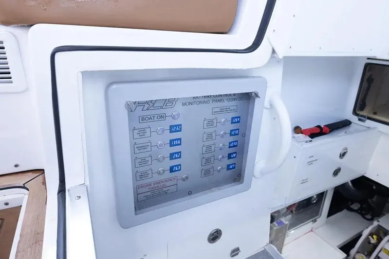 Next To Sell Yacht Photos Pics Control panel of a 2020 HCB Estrella boat with various monitoring indicators.