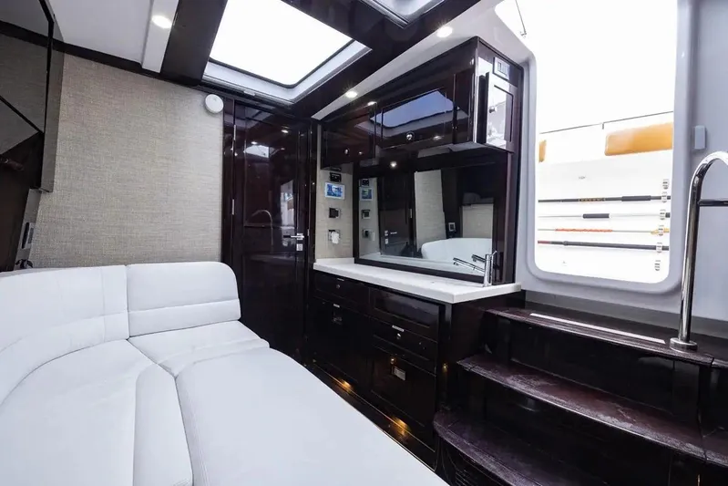 Next To Sell Yacht Photos Pics Luxurious interior of 2020 HCB Estrella yacht with white seating and modern amenities.