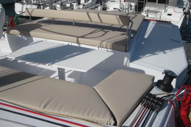  Yacht Photos Pics Luxurious seating area on a 2020 Bali 4.3 catamaran deck.