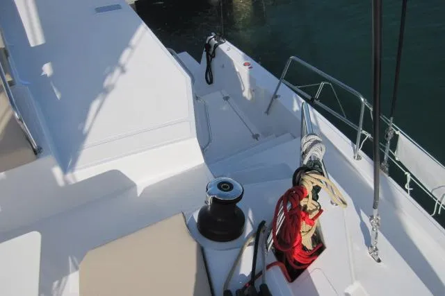  Yacht Photos Pics Deck of 2020 Bali 4.3 catamaran with winch and ropes.