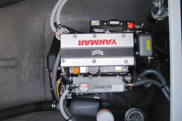  Yacht Photos Pics Engine compartment of a 2020 Bali 4.3 catamaran featuring a Yanmar engine.