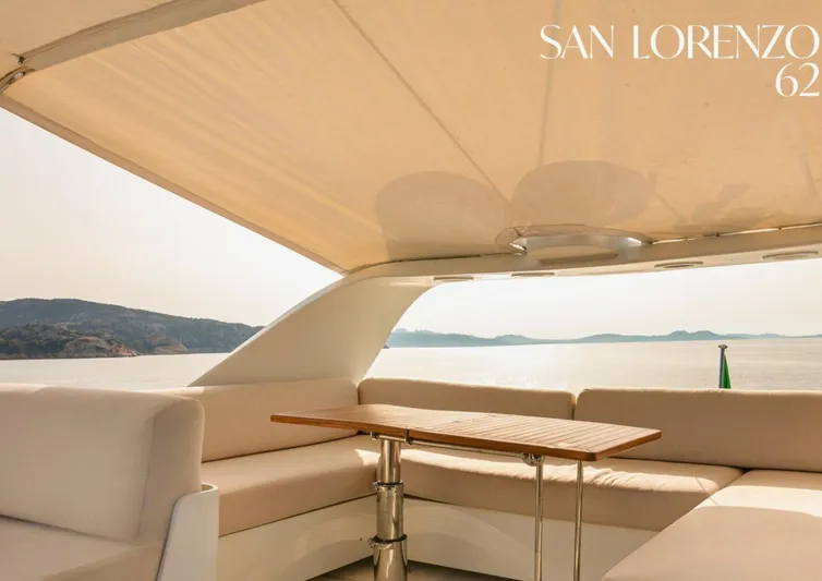  Yacht Photos Pics Luxurious Sanlorenzo 62 yacht interior with elegant seating and ocean view, 1998 model.