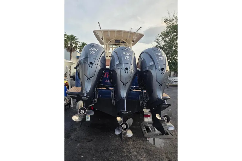  Yacht Photos Pics 2017 Scout 350 LXF boat with triple Yamaha 300 V6 outboard engines.