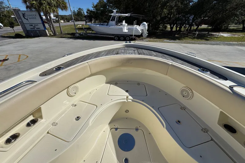  Yacht Photos Pics 2019 Chris-Craft Catalina 30 boat interior with seating and storage compartments.