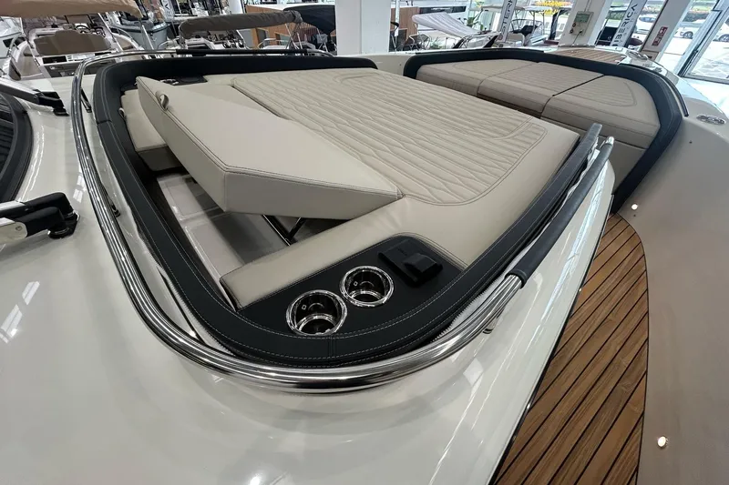  Yacht Photos Pics 2024 Cranchi A46 Luxury Tender with elegant seating and teak deck details.