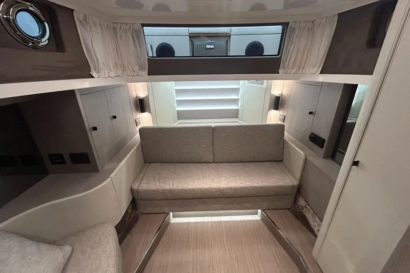  Yacht Photos Pics Interior of 2024 Cranchi A46 Luxury Tender, featuring modern seating and elegant design.