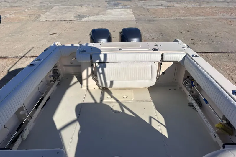  Yacht Photos Pics 2007 Grady-White Marlin 300 boat interior with dual outboard motors.