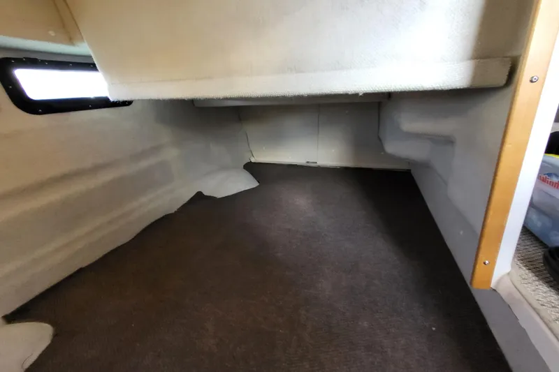 Tranquila Yacht Photos Pics Interior cabin space of 2023 Cutwater C-288 Coupe boat, featuring carpeted flooring.