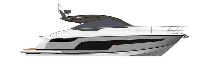 New For 2026 Yacht Photos Pics 2025 Fairline Targa 50 Open luxury yacht, sleek design, side view.