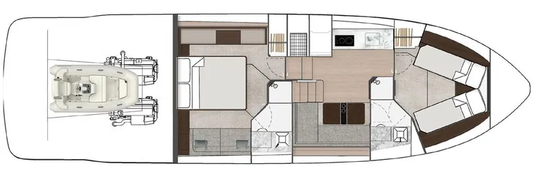 New For 2026 Yacht Photos Pics Floor plan of 2025 Fairline Targa 50 Open luxury yacht, showcasing interior layout.