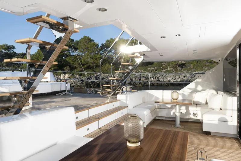 Atlantika Yacht Photos Pics Luxurious 2013 custom sailing yacht interior with elegant seating and wooden accents.