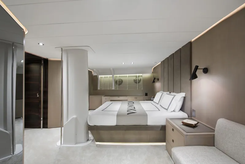 Atlantika Yacht Photos Pics Luxurious 2013 custom sailing yacht bedroom with modern design and elegant furnishings.