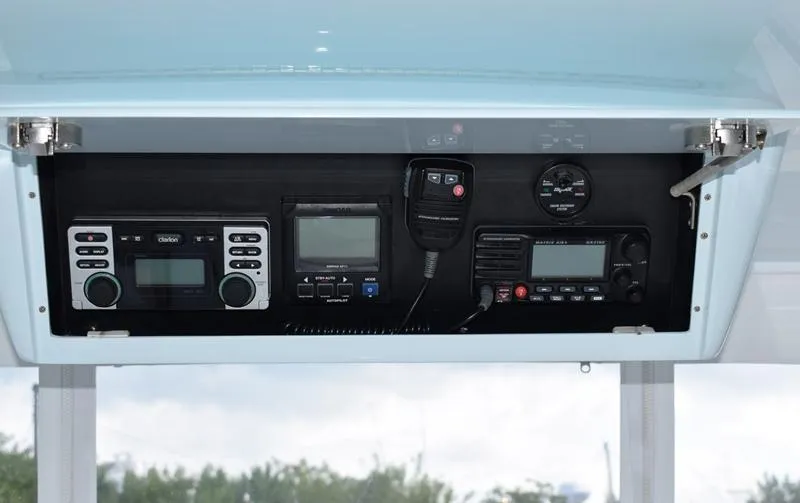 Cygnet Yacht Photos Pics Electronics panel of a 1960 Rybovich Sportfisherman boat.