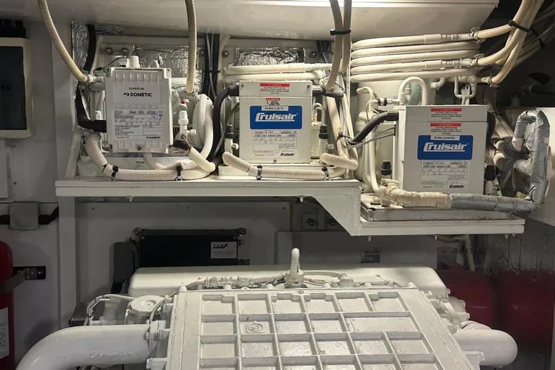  Yacht Photos Pics Engine room of 2006 Princess V70 yacht with Dometic and Cruisair systems.