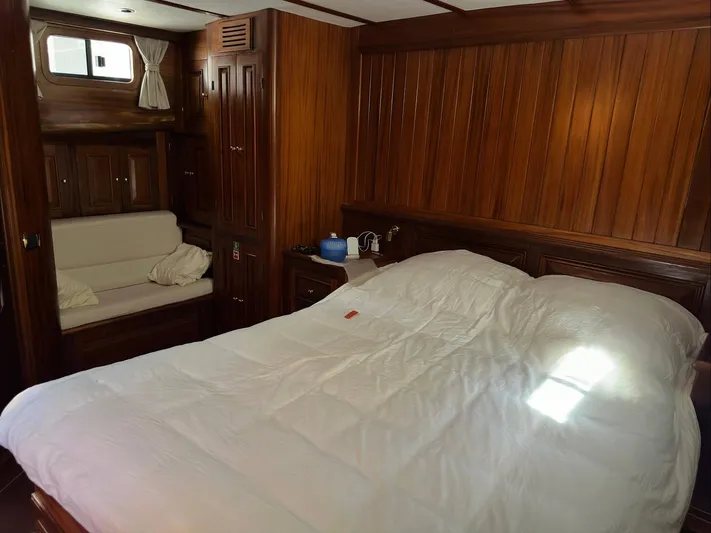 Hama Yacht Photos Pics Luxurious wooden cabin interior on 1994 Custom ABATS Gulet Ketch yacht.