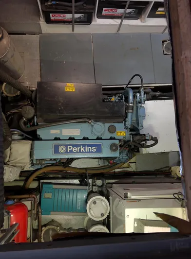 Hama Yacht Photos Pics Engine room of 1994 Custom ABATS GULET KETCH with Perkins engine and Mulcu batteries.