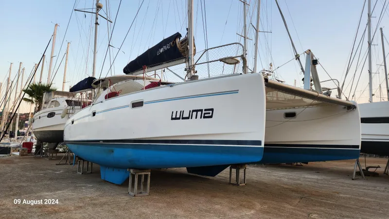  Yacht Photos Pics Leopard 40 catamaran, 2007 model, docked in a marina, photographed on August 9, 2024.