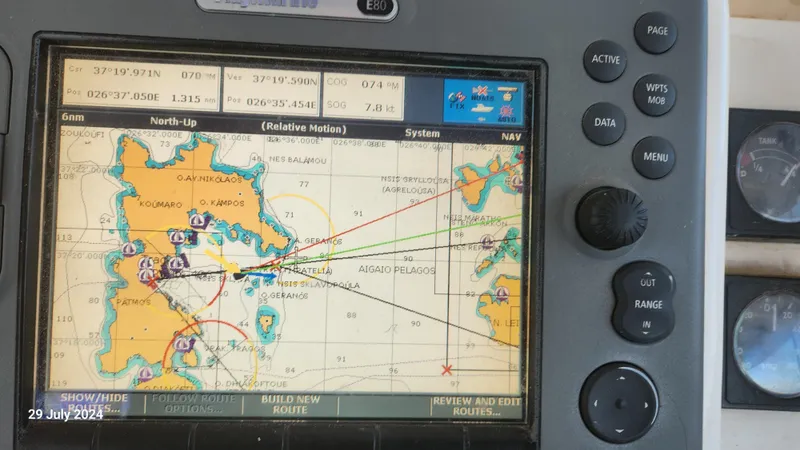  Yacht Photos Pics Navigation system display on a 2007 Leopard 40 yacht, showing a detailed marine map.