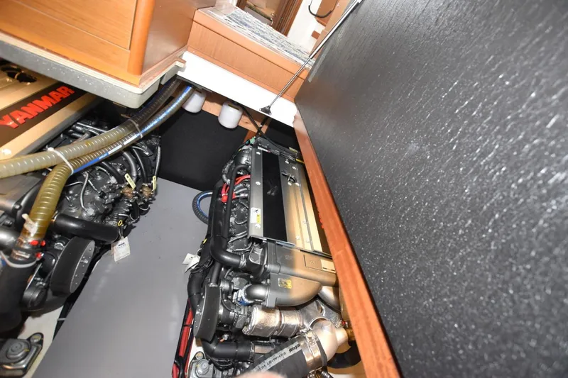  Yacht Photos Pics Engine room of 2023 Beneteau Swift Trawler 41 Fly with Yanmar engines.