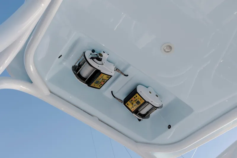  Yacht Photos Pics 2024 Invincible 46 Pilothouse boat ceiling with mounted equipment.