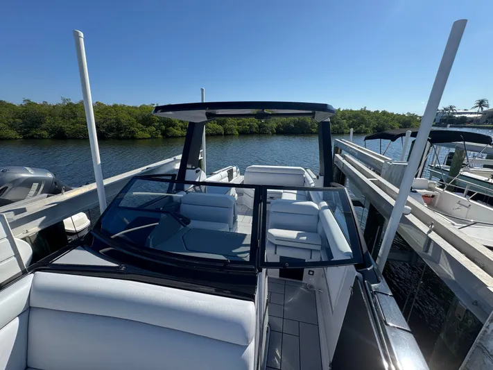  Yacht Photos Pics Aviara 28 Surf 2025 boat docked on a sunny day.