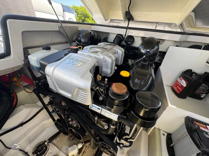  Yacht Photos Pics Engine compartment of 2025 Aviara 28 Surf with Big Block V8 engine.