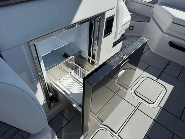  Yacht Photos Pics Aviara 28 Surf 2025 boat interior refrigerator.