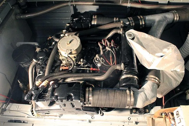 Allez Yacht Photos Pics 1930 Chris-Craft Commuter engine with visible hoses and components.