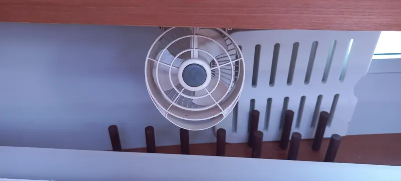 Pelican Yacht Photos Pics Ceiling fan inside 2020 Dufour 460 Grand Large yacht interior.