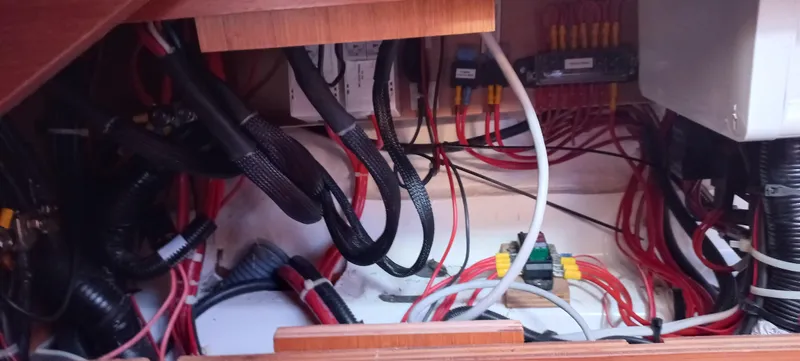 Pelican Yacht Photos Pics Electrical wiring inside a 2020 Dufour 460 Grand Large yacht.