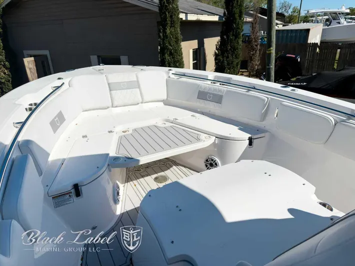 Your Next Boat! Yacht Photos Pics 2025 Sea Fox 288 Commander boat interior with spacious seating and sleek design.